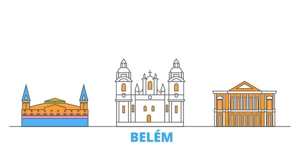 Brazílie, město Belem, rovný vektor. Turistické památky města, oultine ilustrace, linie světových ikon — Stockový vektor