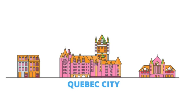 Kanada, Quebec City linje stadsbild, platt vektor. Resor stad landmärke, oultine illustration, linje världen ikoner — Stock vektor