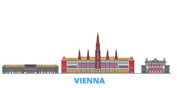 Αυστρία, Βιέννη γραμμή cityscape, επίπεδη διάνυσμα. Ταξίδι πόλη ορόσημο, oultine εικονογράφηση, παγκόσμια εικονίδια γραμμή — Διανυσματικό Αρχείο