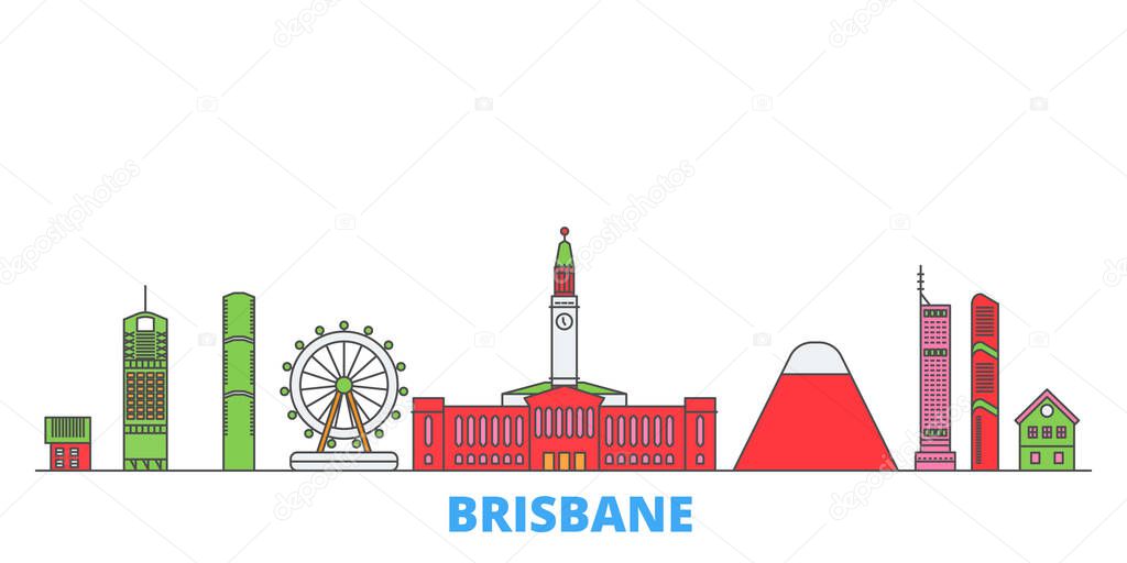 Australia, Brisbane line cityscape, flat vector. Travel city landmark, oultine illustration, line world icons