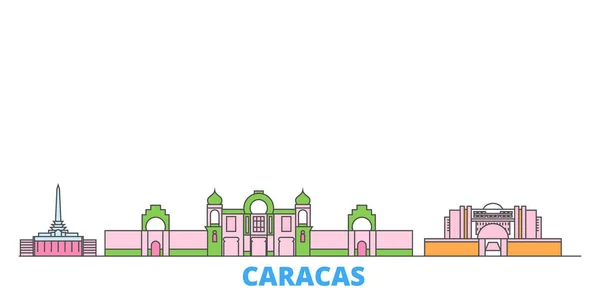 Venezuela, paisaje urbano de la línea Caracas, vector plano. Monumento de la ciudad de viajes, ilustración de oultine, iconos del mundo de línea — Vector de stock