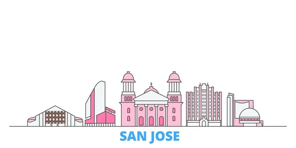 Spojené státy, San Jose line cityscape, plochý vektor. Turistické památky města, oultine ilustrace, linie světových ikon — Stockový vektor
