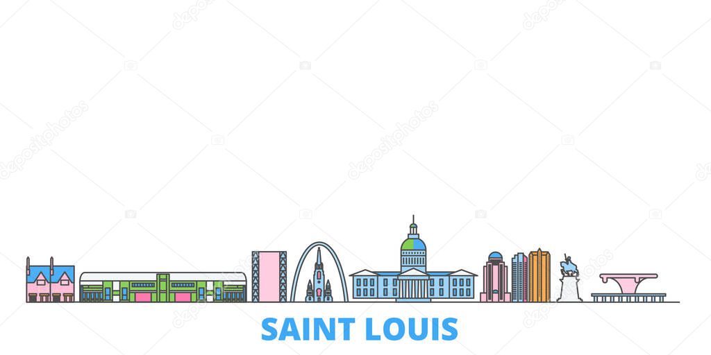 United States, Saint Louis line cityscape, flat vector. Travel city landmark, oultine illustration, line world icons