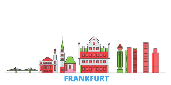 Alemania, paisaje urbano de la línea de Frankfurt, vector plano. Monumento de la ciudad de viajes, ilustración de oultine, iconos del mundo de línea — Archivo Imágenes Vectoriales