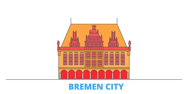 Alemania, Bremen City line paisaje urbano, vector plano. Monumento de la ciudad de viajes, ilustración de oultine, iconos del mundo de línea — Vector de stock