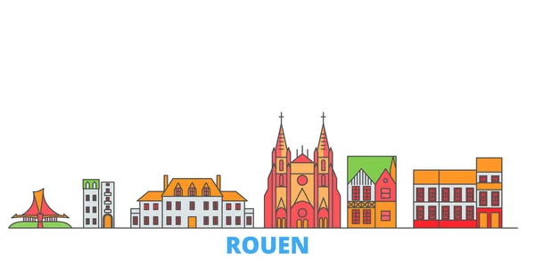Francja, Rouen line city scape, płaski wektor. Podróże miasto punkt orientacyjny, oultine ilustracja, ikony świata linii — Wektor stockowy