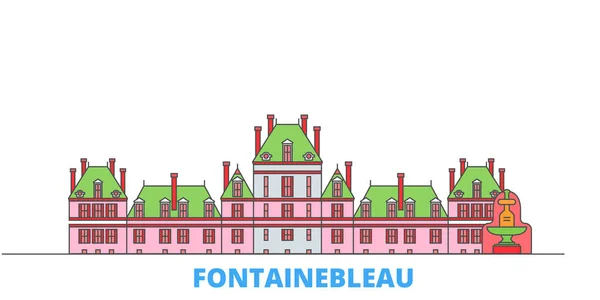 France, Fontainebleau Paysage urbain, vecteur plat. Voyage ville point de repère, oultine illustration, ligne icônes du monde — Image vectorielle