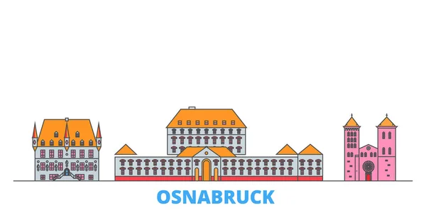 Alemania, paisaje urbano de la línea Osnabruck, vector plano. Monumento de la ciudad de viajes, ilustración de oultine, iconos del mundo de línea — Vector de stock