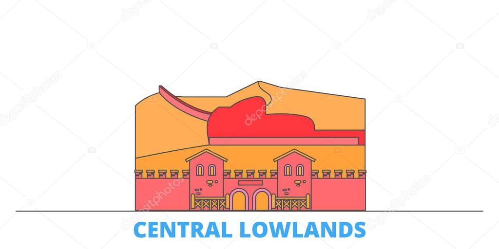 Germany, Central Lowlands line cityscape, flat vector. Travel city landmark, oultine illustration, line world icons