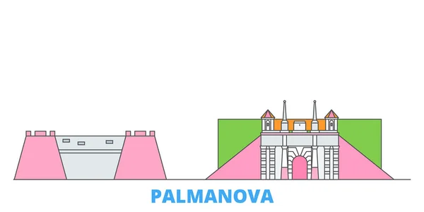 Italien, Palmanova linje stadsbild, platt vektor. Resor stad landmärke, oultine illustration, linje världen ikoner — Stock vektor