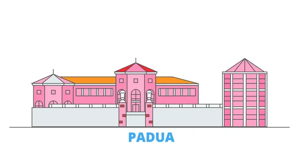 Italia, Padua Ciudad paisaje urbano, vector plano. Monumento de la ciudad de viajes, ilustración de oultine, iconos del mundo de línea — Vector de stock