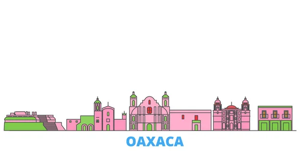 Μεξικό, Oaxaca γραμμή αστικό τοπίο, επίπεδη διάνυσμα. Ταξίδι πόλη ορόσημο, oultine εικονογράφηση, παγκόσμια εικονίδια γραμμή — Διανυσματικό Αρχείο