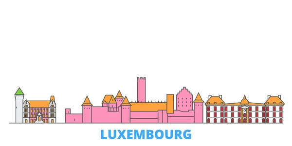 Lüksemburg hattı şehir manzarası, düz vektör. Seyahat şehri simgesi, oultine illüstrasyonu, çizgi dünyası simgeleri — Stok Vektör