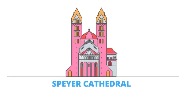 Γερμανία, Speyer γραμμή cityscape, επίπεδη διάνυσμα. Ταξίδι πόλη ορόσημο, oultine εικονογράφηση, παγκόσμια εικονίδια γραμμή — Διανυσματικό Αρχείο