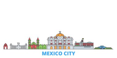 Mexico, Mexico line cityscape, flat vector. Travel city landmark, oultine illustration, line world icons clipart