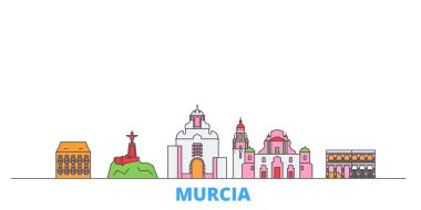 Spain, Murcia line cityscape, flat vector. Travel city landmark, oultine illustration, line world icons clipart