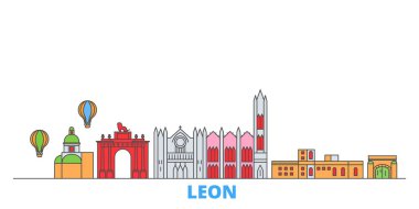 Mexico, Leon line cityscape, flat vector. Travel city landmark, oultine illustration, line world icons clipart