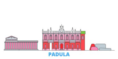 Italy, Padula line cityscape, flat vector. Travel city landmark, oultine illustration, line world icons clipart