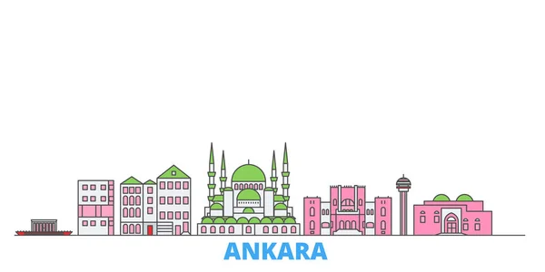 Turquía, paisaje urbano de la línea de Ankara, vector plano. Monumento de la ciudad de viajes, ilustración de oultine, iconos del mundo de línea — Vector de stock