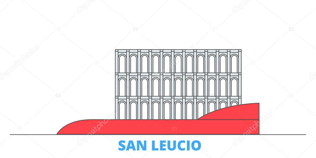 Italy, San Leucio line cityscape, flat vector. Travel city landmark, oultine illustration, line world icons