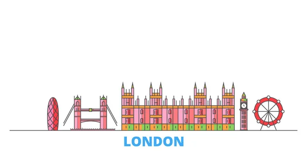 Birleşik Krallık, Londra şehir sınırı, düz vektör. Seyahat şehri simgesi, oultine illüstrasyonu, çizgi dünyası simgeleri — Stok Vektör