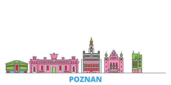 Польща, лінія Познань cityscape, плоский вектор. Мандрівний міський пам'ятник, ілюстрації, ікони світу. — стоковий вектор