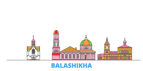 Rusia, Balashikha paisaje urbano de línea, vector plano. Monumento de la ciudad de viajes, ilustración de oultine, iconos del mundo de línea — Vector de stock