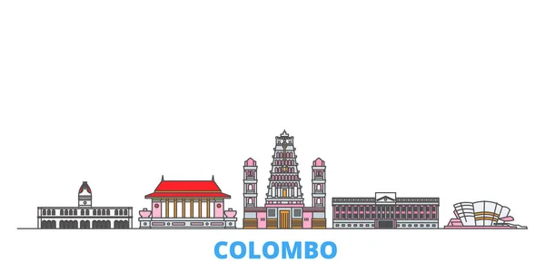 Sri Lanka, paisagem urbana da linha Colombo, vetor plano. Viagem cidade marco, ilustração oultine, ícones do mundo de linha — Vetor de Stock