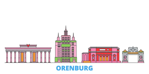 stock vector Russia, Orenburg line cityscape, flat vector. Travel city landmark, oultine illustration, line world icons