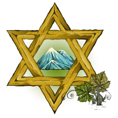 Star of David, Mount Sinai, grape leaves. vector Star of David, Mount Sinai, grape leaves. vector