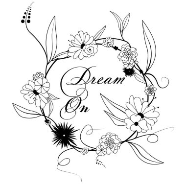 El çizimi siyah ve beyaz çizgili çiçek çerçevesi. Tek renkli yaratıcı vektör çizimi bitkisel çizgi grafik tasarımı. Tebrik kartı, davetiye, düğün tasarımı, kozmetik, modern el yazmaları için..