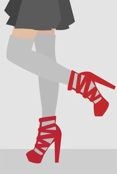Flache Illustration Eines Attraktiven Mädchens Mit Schönen Beinen Eine Frau — Stockvektor