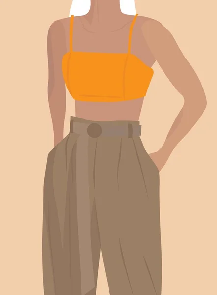 Chica Joven Con Pelo Blanco Mujer Arriba Pantalones Negocios Arco — Vector de stock