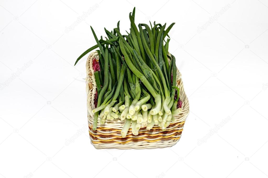 Green onion  in basket