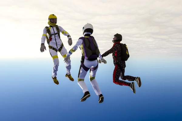 Skydivers topladığı şekil batmak üzere. Telifsiz Stok Fotoğraflar