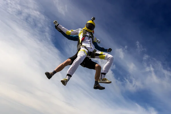 Een meisje en een jongen skydivers — Stockfoto