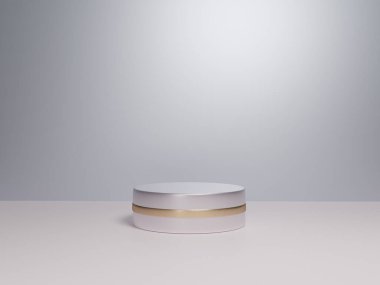 Beyaz renk ve minimalizm tarzında sunum yapmak için podyum sahnesi, kopya alanı ile birlikte 3d görüntüleme, soyut arkaplan tasarımı