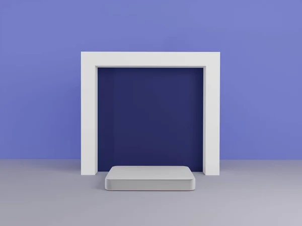 Scène Met Podium Voor Mock Presentatie Blauwe Kleur Minimalisme Stijl — Stockfoto