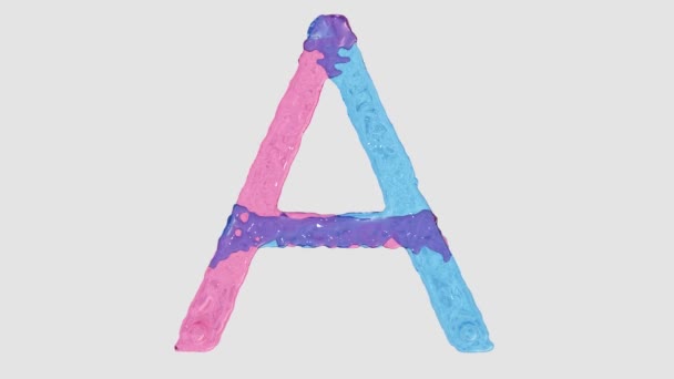 Alfabeto Líquido Letra Hecha Flujos Líquido Animados Rosa Azul — Vídeo de stock
