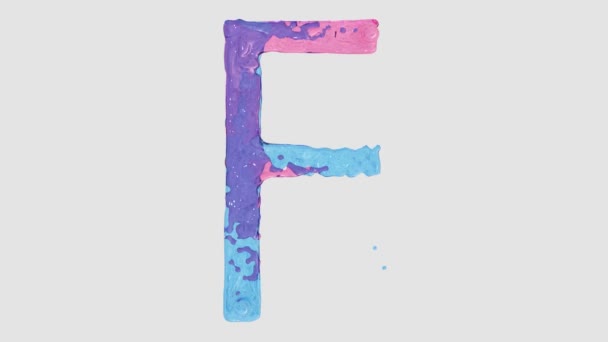 Vloeibaar Alfabet Letter Gemaakt Van Roze Blauwe Geanimeerde Vloeistofstromen — Stockvideo