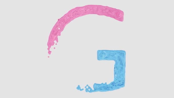 Alfabeto Liquido Lettera Fatta Flussi Liquidi Animati Rosa Blu — Video Stock