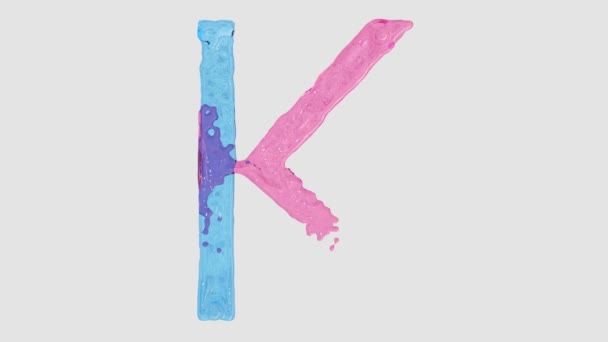 리퀴드 알파벳 분홍색과 파란색 애니메이션 흐름으로 — 비디오