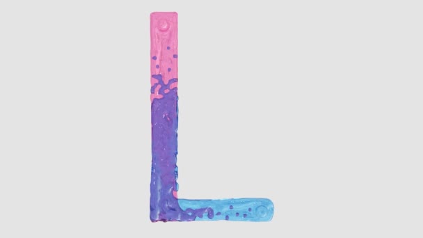 Alphabet Liquide Lettre Réalisée Partir Flux Liquide Animé Rose Bleu — Video