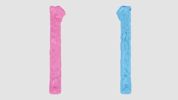液体アルファベット ピンクと青のHdアニメーションの液体の流れから作られた文字M — ストック動画
