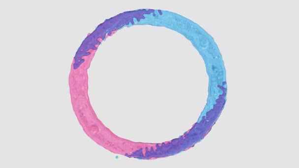 液体アルファベット ピンクと青のHdアニメーションの液体の流れから作られた文字O — ストック動画