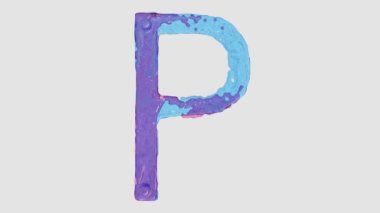 Sıvı alfabe: P harfi pembe ve mavi HD animasyon sıvılarından yapılır.