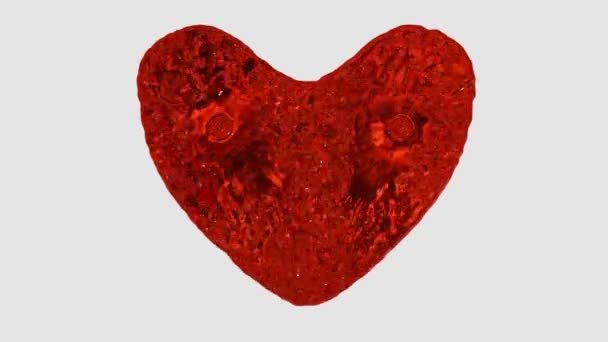 Animation Heart Inscription Made Red Flowing Liquids Abstract Valentine Day — Stock Video