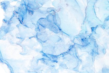 Mavi renkli soyut arkaplan, el yapımı alkol boyası, sıvı mürekkep tekniği.