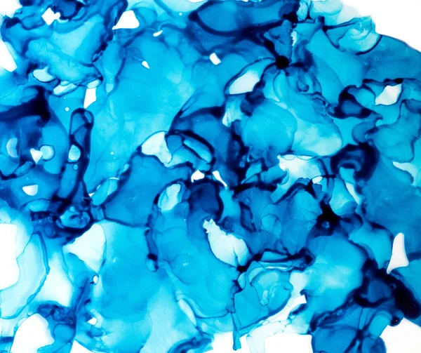 Abstraktní Pozadí Modré Barvě Ručně Kreslený Alkohol Technika Tekutého Inkoustu — Stock fotografie