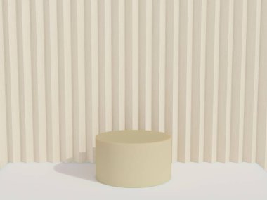 Bej renkli sunum ve fotokopi alanı olan minimalizm tarzıyla podyum sahnesi, 3d soyut arkaplan tasarımı